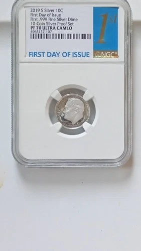2019 S Silver Roosevelt Dime NGC PF70 Ultra Cameo First Day of Issue .999