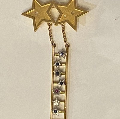 Mary Kay Cosmetics - success ladder with two Gold Toned stars And 7 gemstones