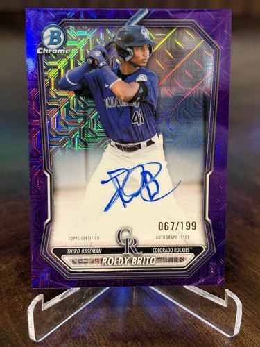 2026 Bowman Chrome Mega Box Roldy Brito Purple Mojo Refractor Auto /199 Rockies