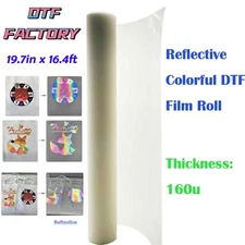 DTF FACTORTY 19.7inx16.4ft Reflective Colorful DTF Film Roll Cold Peel US