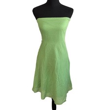 J.Crew Womnes Y2K Green Swiss Dot Dress Size 2 Preppy Academia Old Money Coastal