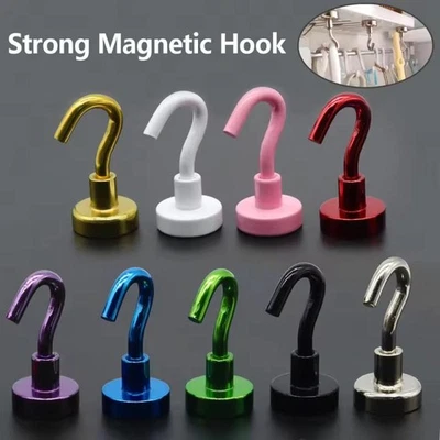 4/8pcs Magnethaken Hakenmagnet Ø 12 mm Neodym Topfmagnet mit Haken Stark Magnete - Bild 1 von 4