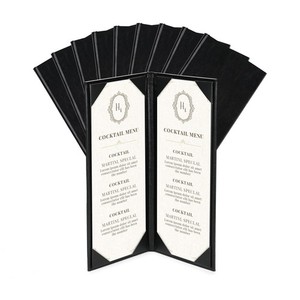 WeChef 10 Pack 4.25"x11" Leather Restaurant Menu Covers 2 View Wine List Bar