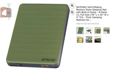 SKYEMAC Self Inflating Sleeping Pad 4 Inch Thick Foam Interior Comfort