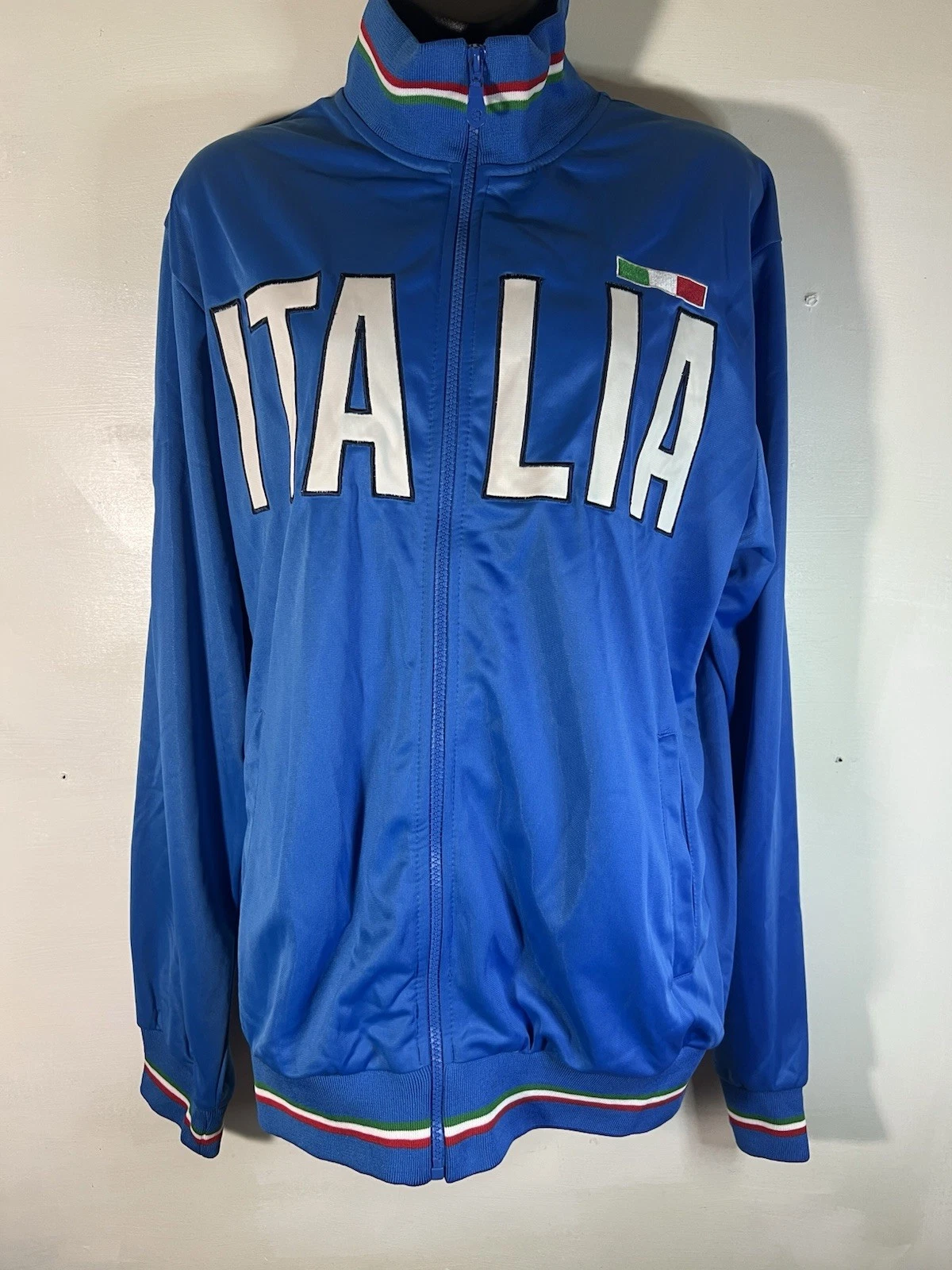 Men’s XXL Italia Track Suit Blue Full Polyester Sports Futbol Soccer