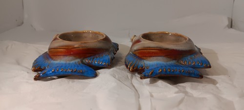 Set of 2 Glazed Tropical Blue, Brown, Tan, Fish Candle Holders,  - Afbeelding 15 van 20