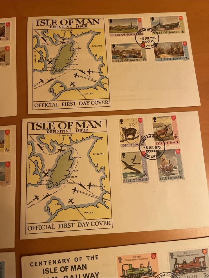 1973-1974 Isle Of Man First Day 9 Covers, XF Condition , See Photos - Image 3 of 4