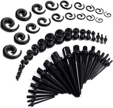 54Pcs Ear Stretching Kit Acrylic Spiral Tapers Plugs Gauge 14G-00G Body Piercing