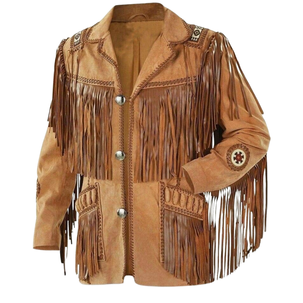 Men's Traditional Cowboy Western Leather Jacket Native American