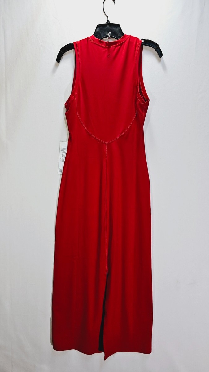 NEW Lululemon Dress All Aligned Midi Womens 6 Red Sleeveless Stretch Body  Con | eBay