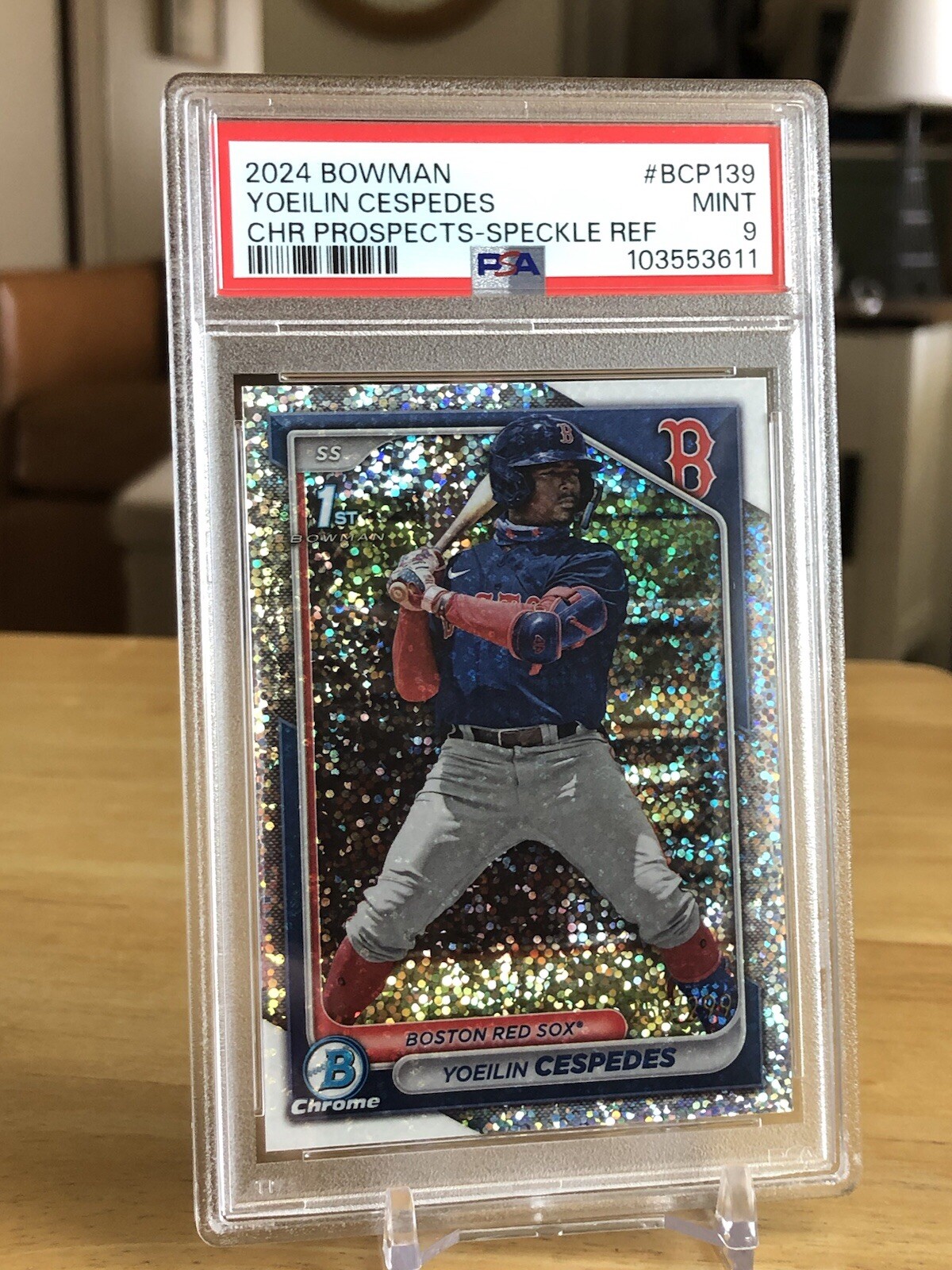 2024 Bowman Chrome #BCP-139 1st Yoeilin Cespedes Speckle Refractor /299 PSA 9