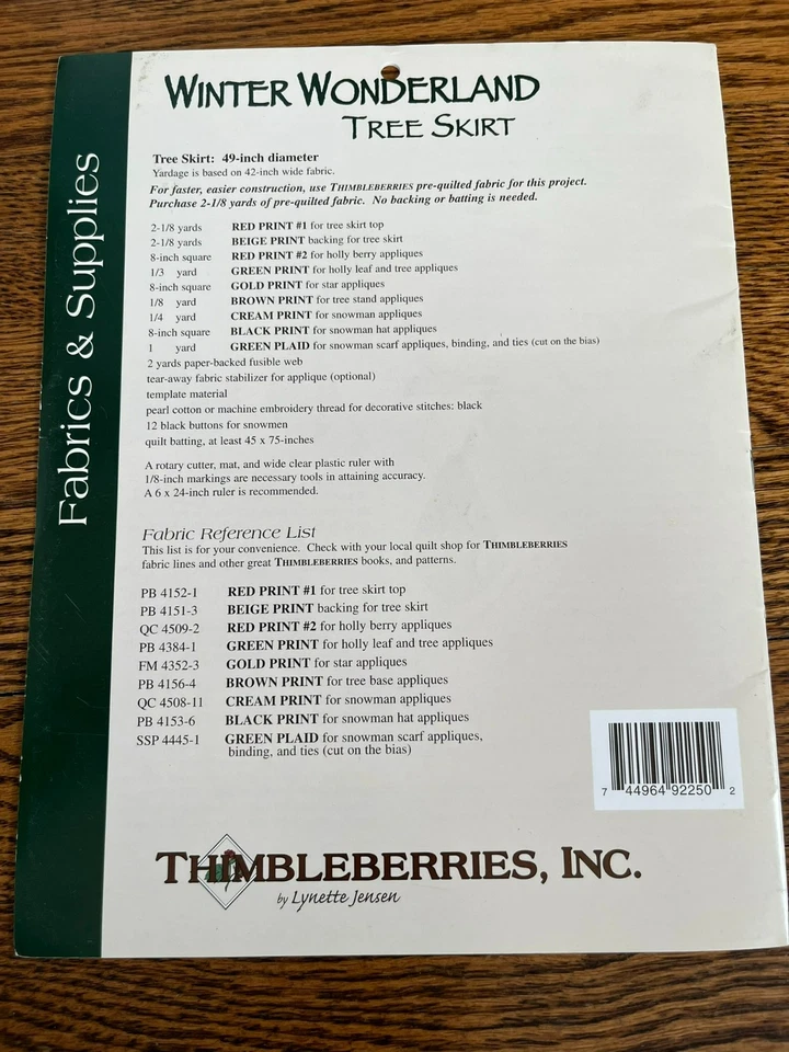 Thimbleberries Winter Wonderland Tree Skirt Pattern LJ 92250 - Image 2 of 2