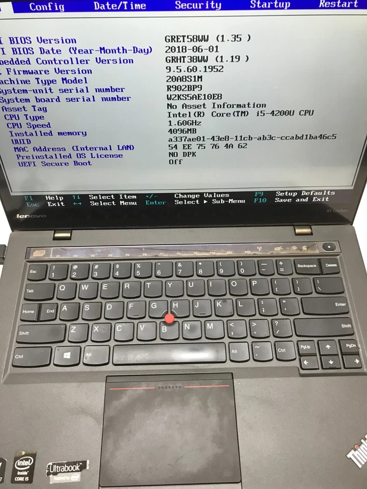 Lenovo ThinkPad X1 Carbon 2nd Gen 14" Intel Core i5-4200U 4GB RAM NO HDD/OS - DW - Image 4 of 4