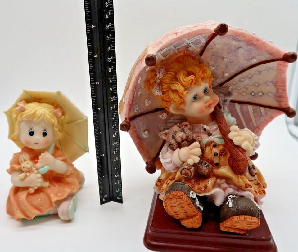 Bebé Niña Con Paraguas Bebé y Niña Con Paraguas Resina Estatuilla Niña 7" Foto 3 de 4