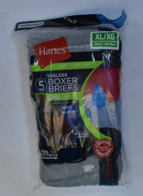 Hanes Smart IQ Comfort Flex Waistband Sport Inspired Boxer Briefs 5 Pack Mens XL