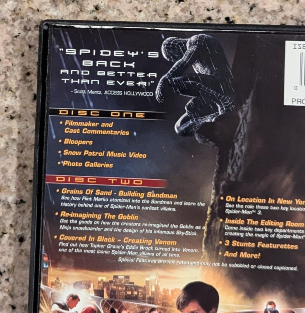 Spider-Man 3 (DVD, 2007, 2-Disc Set, Special Edition) VG WS