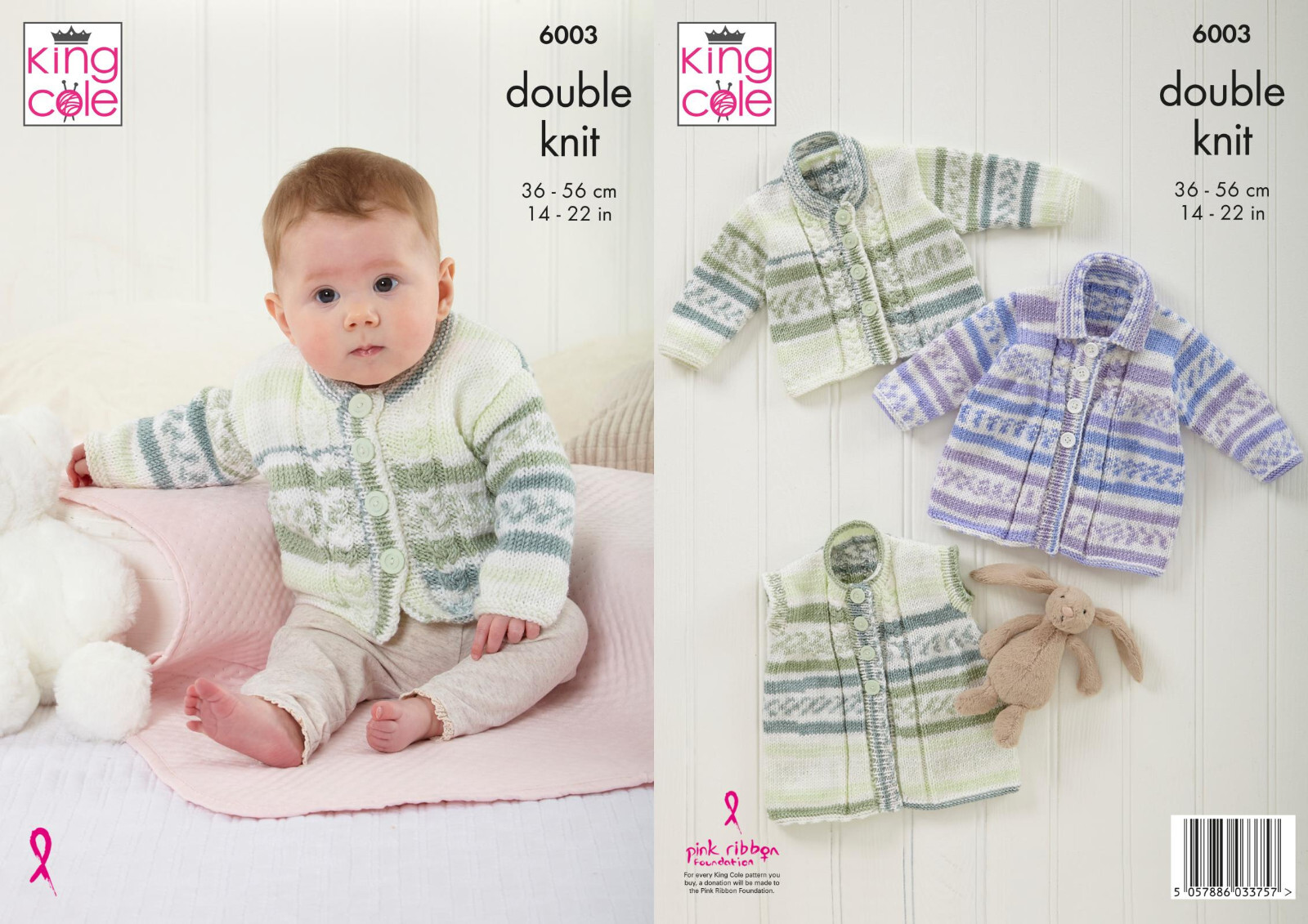 King Cole 6003 Knitting Pattern Baby Child Jacket Waistcoat Cardigan  Cherish DK