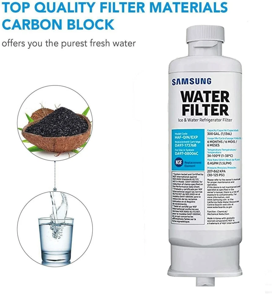 Filtro de agua 3 unidades Samsung DA97-17376B HAF-QIN/EXP REFRIGERADOR DA97-08006C nuevo Foto 3 de 4