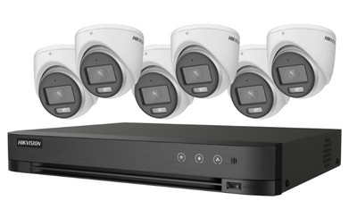 Hikvision Turbo HD Color Vu 8-Ch DVR & 6 Outdoor Turret Security Camera Kits