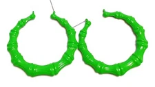 LARGE BAMBOO HOOP EARRINGS ASSORTED BRIGHT COLORS 3.5 INCH HOOP EARRINGS