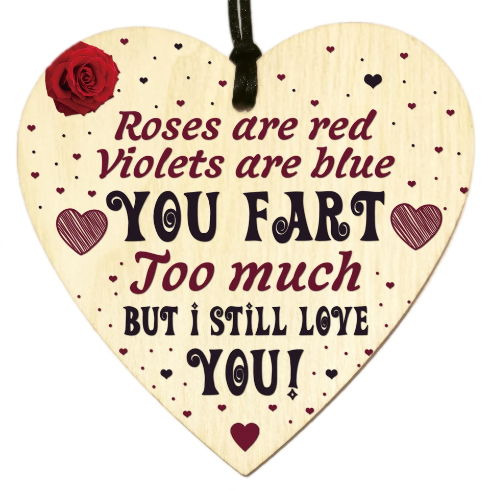 Valentines Day Gifts for Her Him I Love You Husband Wife Wooden Heart Plaque