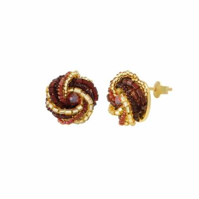 Opulenza Rot und Gold Venezianische Murano Glas Torsade Mini Ohrstecker