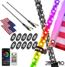 2Pc 3FT LED Whip Lights Spiral Chase RGB and Rock Lights For ATV UTV Polaris RZR