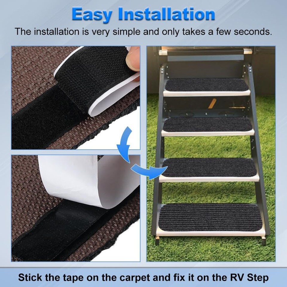 RV Steps Covers Rugs 4 Pack, 19.5 x 7.5 Inch Wide RV Camper Step Stair ...