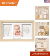Personalized Baby Hand and Footprint Kit in Ash Wood - Perfect Keepsake Frame