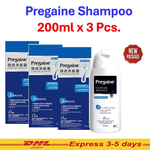 3x Shampoo Pregaine Clear Gel for Thinning Hair Clean Healthy Prevent Hair Loss