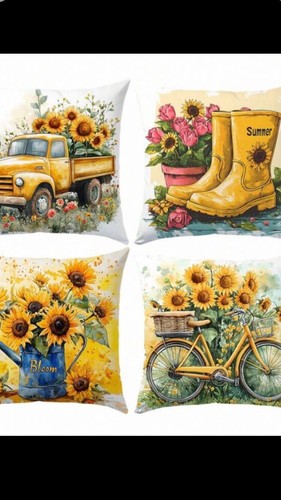 Set of 4 sunflower cushion covers 45x45cm. a
