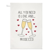 All You Need Is Love Und Prosecco Geschirrtuch SpüLlappen - Lustig Valentinstag