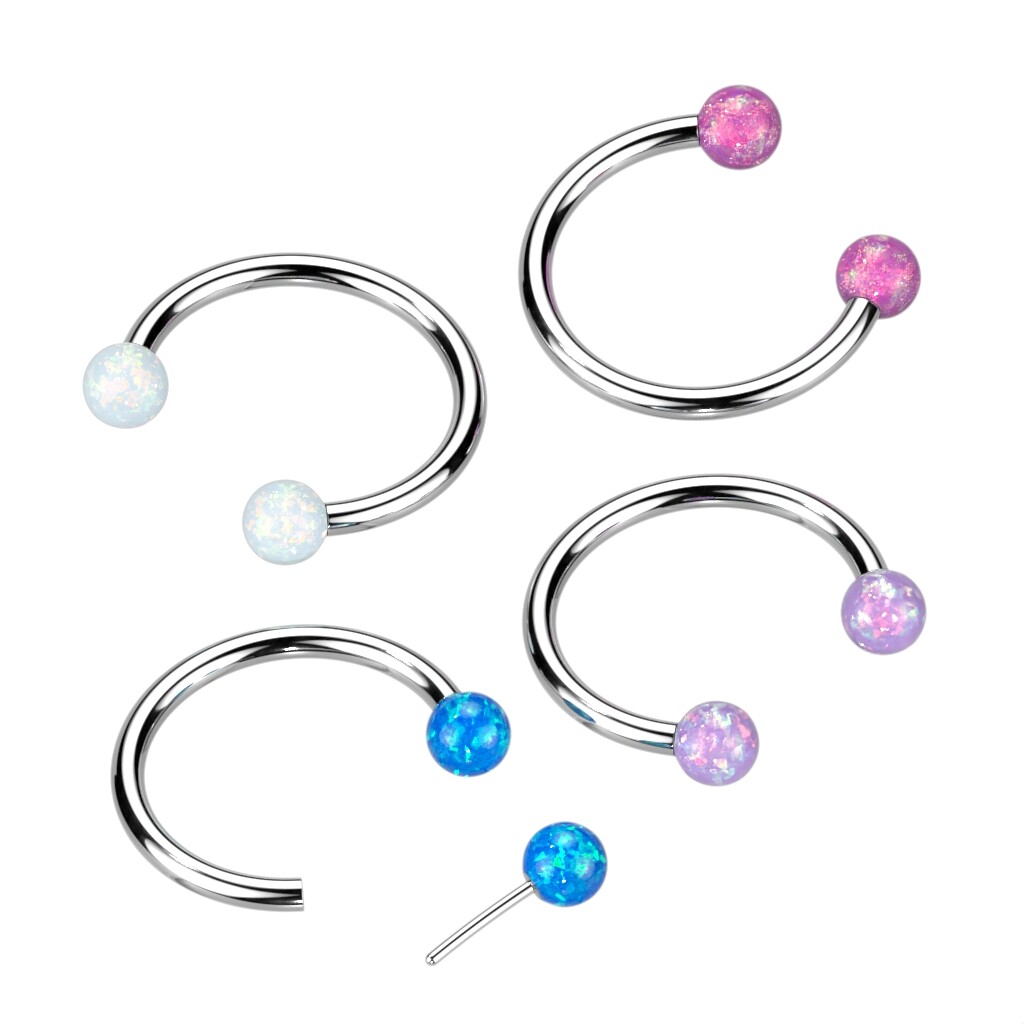 Piercing fer à cheval septum titane opale, bijou de nez et oreille anti-allergie