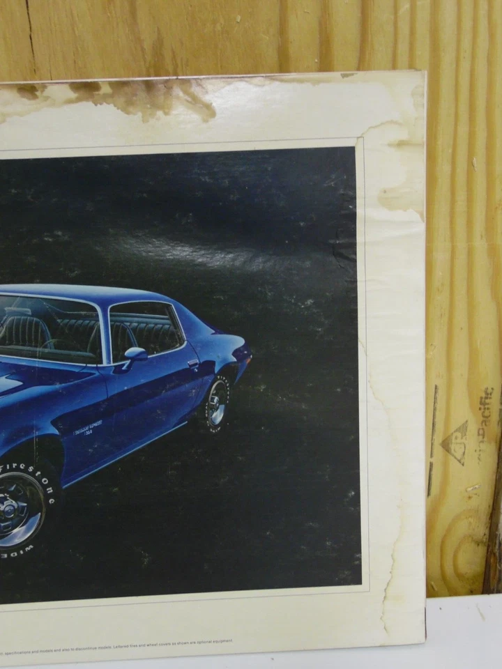 Vintage Chevrolet 1972 Camaro RS Coupe   Dealership Promo cardboard 32x18" - Image 3 of 4