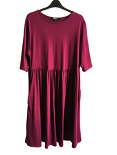 Simply Be stretch jersey dark fuschia pink fit & flare dress size 22 NWT 43" L