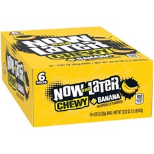 Now and Later Chewy Candy, Banana Flavor, 0.93 Ounce Bars Pack of 24 Count