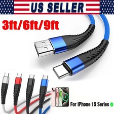 USB Type C Charger Cable Fast Charging for iPhone 17 16 Samsung S23 S22 Cord Lot