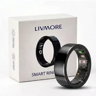 Livmore V1 Smart Ring Size 8 Black Ion Plated Stainless Steel Fitness Tracker