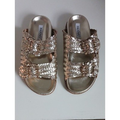 INUOVO GOLD WOVEN W BLING SANDALS.