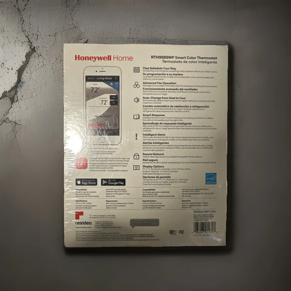 Honeywell RTH9585WF Thermostat - Wi-Fi - Smart Color Touchscreen - Brand New - Image 2 of 3