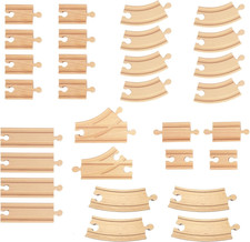 Wooden Train Track 30Pcs, Wood Train Tracks Expansion Accessories Expansion Pack