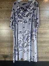 Simply Vera Soft Fleece Nightgown MidCalf, 3/4 Sleeve,Side Pockets & Slits, XL