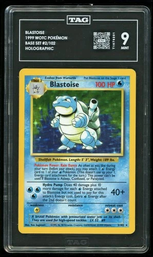 WOTC POKÉMON BLASTOISE 1999 #2/102 BASE SET HOLO TAG 9