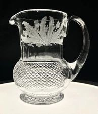 Edinburgh Cut Glass Crystal "Thistle" 6 1/4” Tall Pitcher