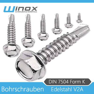 Bohrschrauben 4,2 mm | Edelstahl V2A | DIN 7504 K | Sechskant | Selbstschneidend