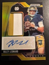 2025 Panini Prizm Draft Picks Riley Leonard Jumbo Patch Auto Gold SP (RC) /10