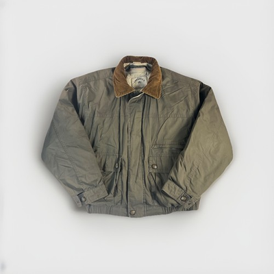 #ad VTG Aberdeen Olive Chore Barn Field Bomber Coat Sz Large Removable Quilted Liner $42.41