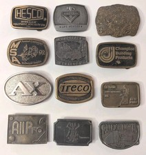 Lot Of 12 Vintage Belt buckle Beltbuckle Buckles Brass Ax Advertising Old Rare