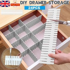24PCS Adjustable Drawer Dividers DIY Storage Organiser for Kitchen Office
