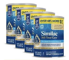 (4) Similac 360 Total Care Non-GMO Infant Formula Powder - 30.8oz Each